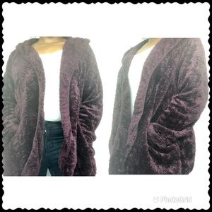 NWT French Laundry Burgundy Faux Fur Hooded Jacket